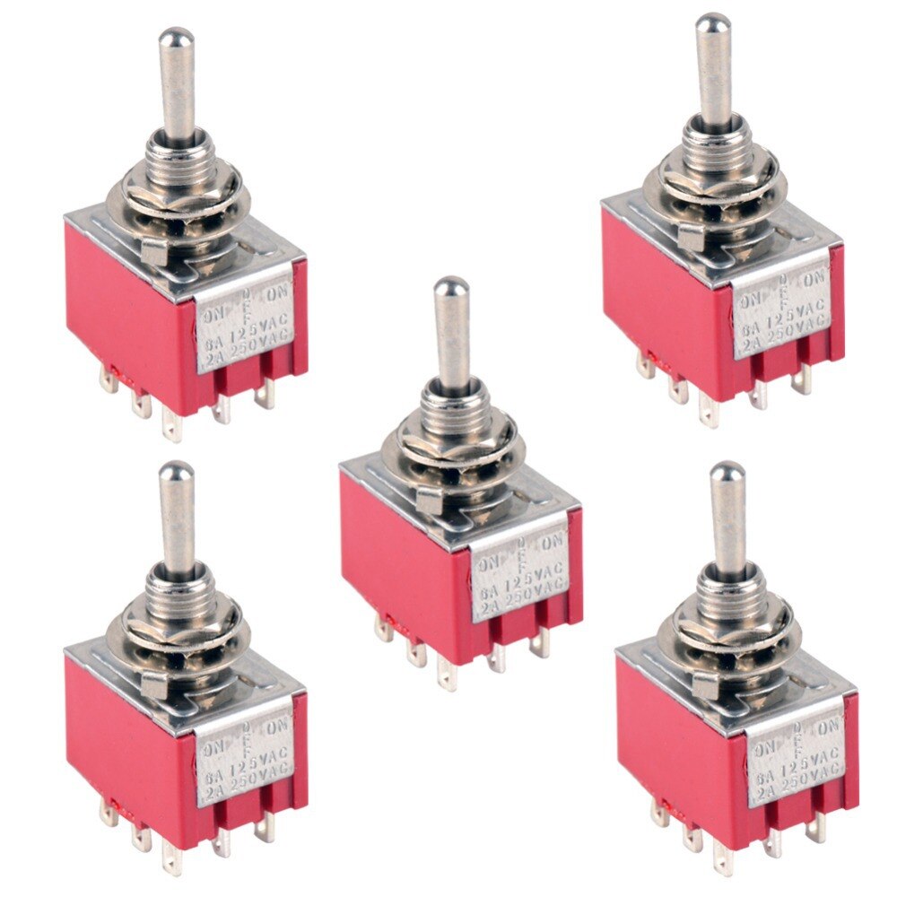 1 PC Red 9 Pin ON-OFF-ON 3 Position Mini Toggle Switch AC 6A/125V 3A/250V VE521 P