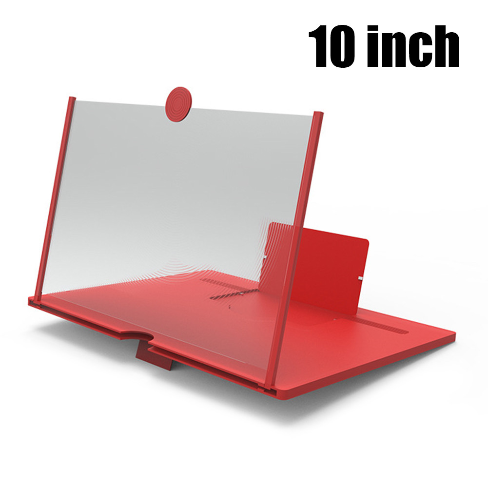 8.2/9/10/12/14 In 3D Gsm-scherm Vergrootglas Hd Video Versterker Opvouwbare Houder Smartphone Film vergrootglas Beugel: 10 inch Red