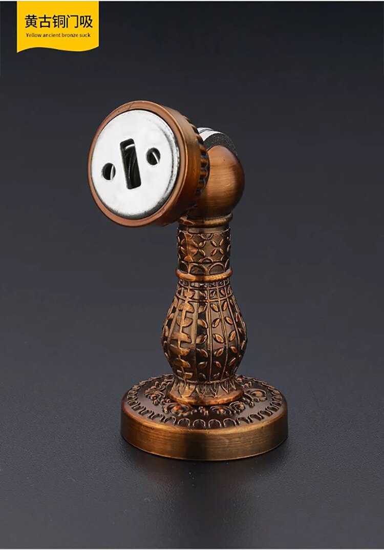 Retro Zinklegering Magnetische Deur Stop Stopper Holder Catch Floor Deur Demper Deurstopper: Yellow bronze