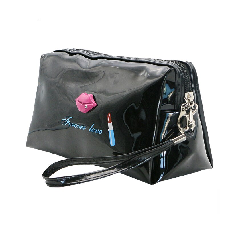 Uosc kosmetiske tasker til kvinder kvindelige rejser bærbare pu læder lyse læber kosmetiske tasker tasker multifunktionel makeup taske neceser