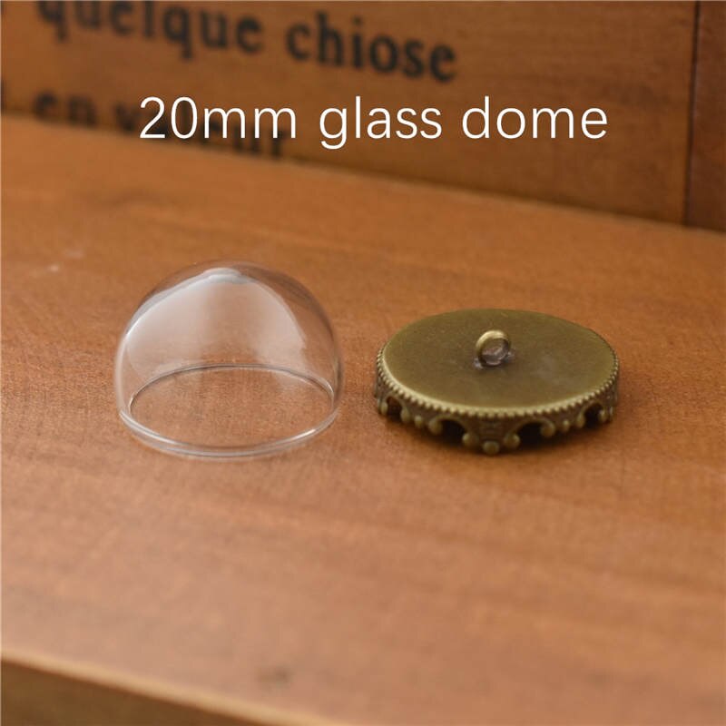 10set hollow glass dome with setting base beads cap set orb glass globe pendant glass bottle jewelry pendant: 20mm No9