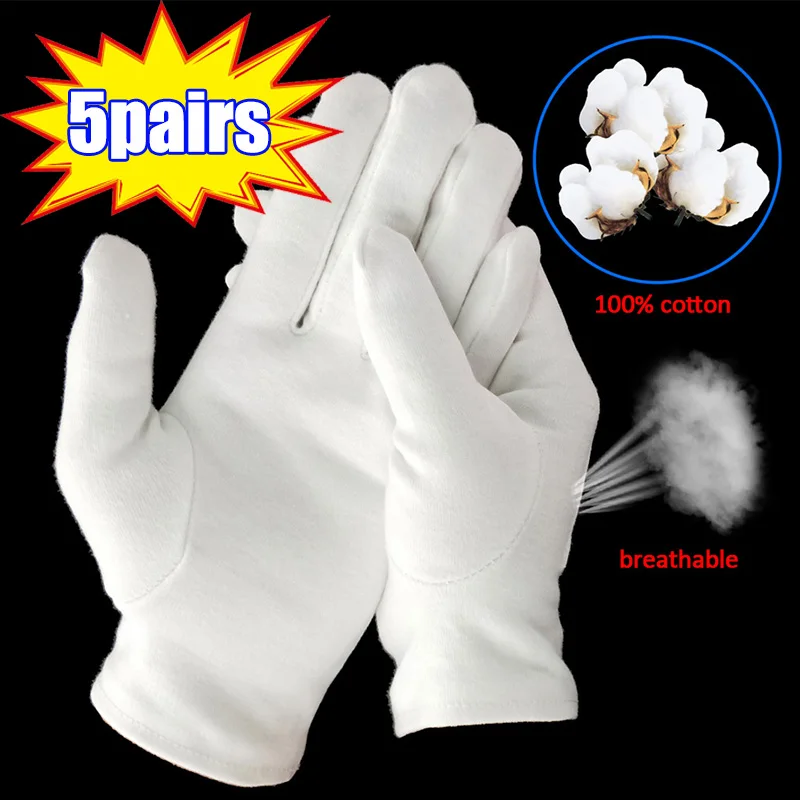 Guantes de trabajo de algodón blanco para manos secas, película de manipulación, guantes de SPA, guantes ceremoniales de alto estiramiento, herramientas de limpieza del hogar