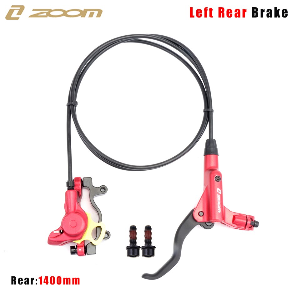 ZOOM HB-875 Mountain Bike hydrauliczny hamulec tarczowy przód i tył 800mm/1400mm hamulec rowerowy MTB ciśnienie oleju zacisk hamulcowy: Red Left Rear