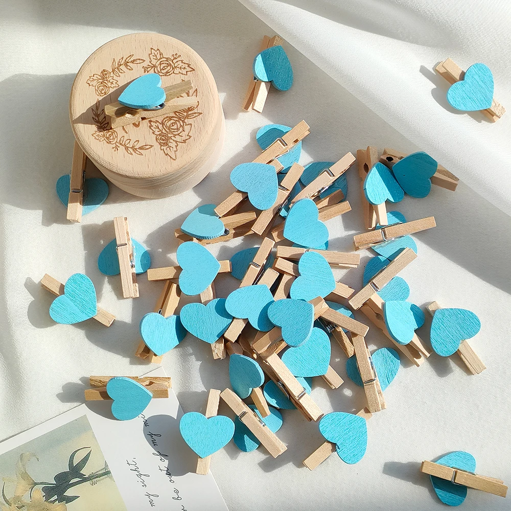 10/50 stücke rotes Herz Liebe Holz Kleidung Fotopapier Anbindung Stift Mini Wäsche klammer Postkarte Clips nach Hause Hochzeit Valentinstag Decorati: L / Licht Gelb