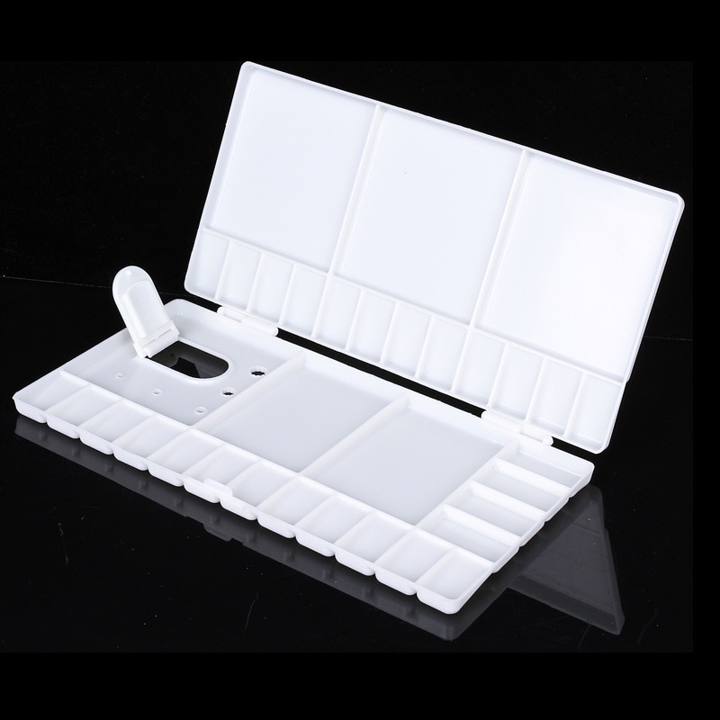 Flip Cover Rechthoekige Plastic Palet Wit Multifunctionele Olieverf Palet Kunstenaar Aquarel Schilderen Leveringen Tekening Tool