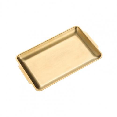 Stainless Steel Baking Tray Steamed Sausage Dish Rectangle Fruit Plate Pizza Bread Pastry Storage Tray Bakeware Tool for Kitchen: Golden S