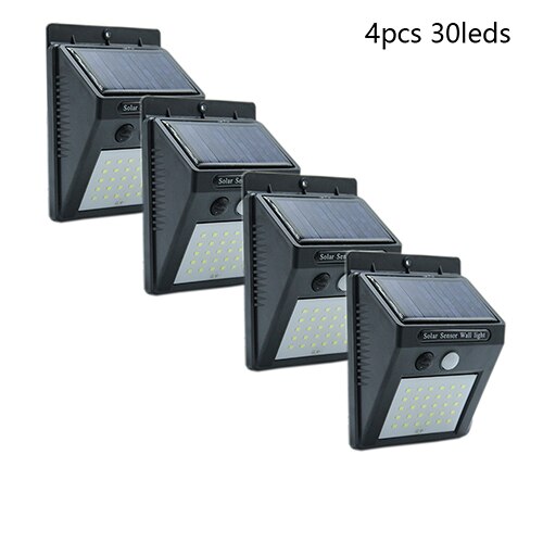 20 30 LED Solar Light Outdoor Solar Lamp PIR Motion Sensor Solar Panel Night Security Wall Light Garden Yard Path Waterproof: 4pcs 30leds