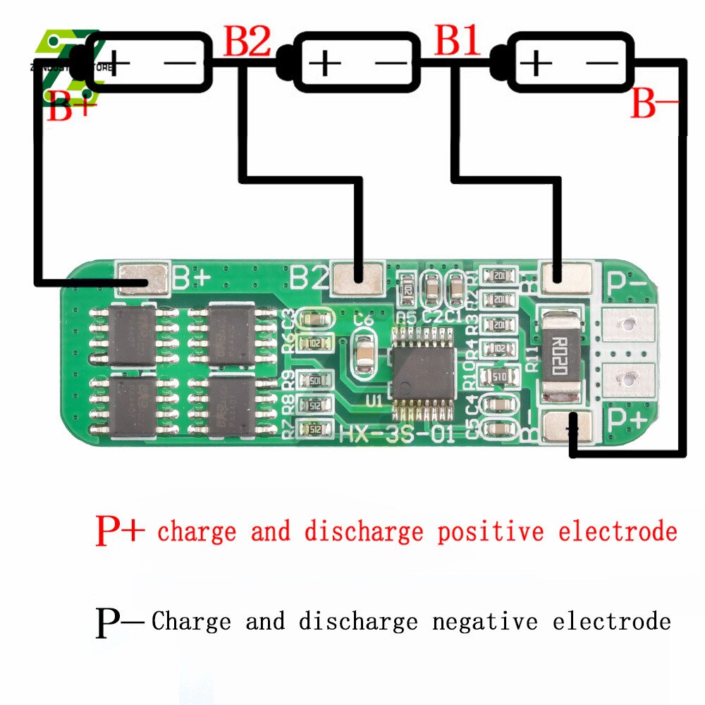 3S 12V 10A 18650 Lithium Batterij Bms Charger Bescherming Boord