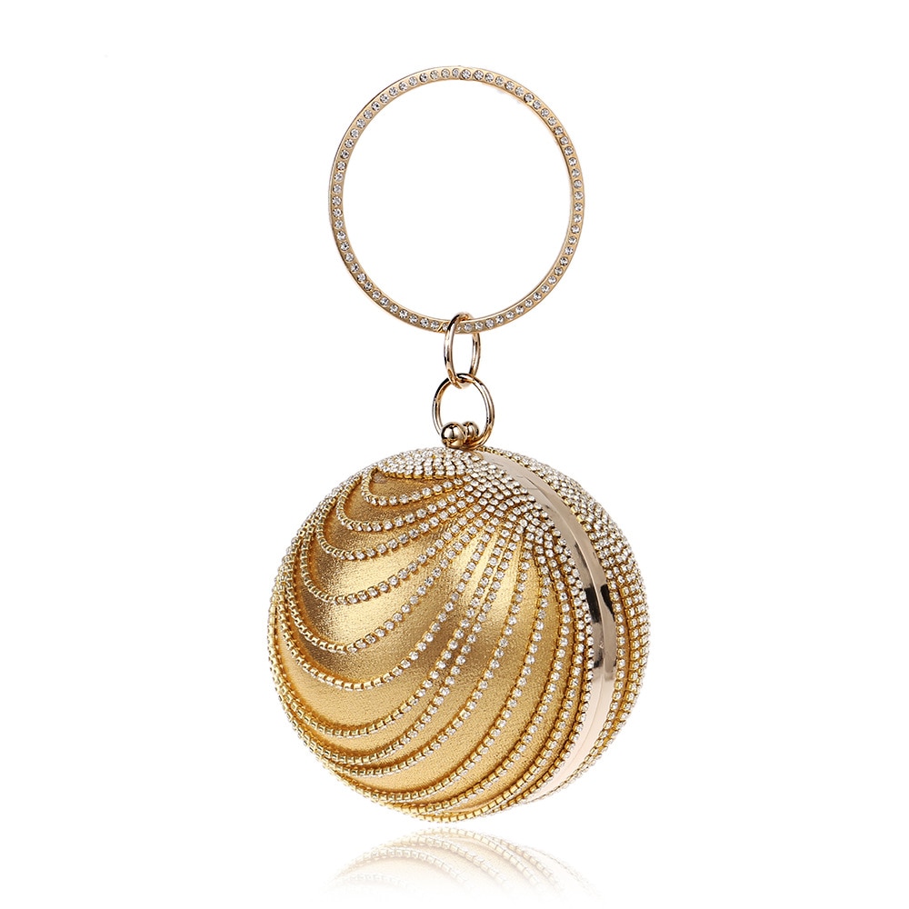 Diamants de luxe or mariage bracelets circulaires embrayage sacs à main sacs de soirée sacs à bandoulière pour les femmes
