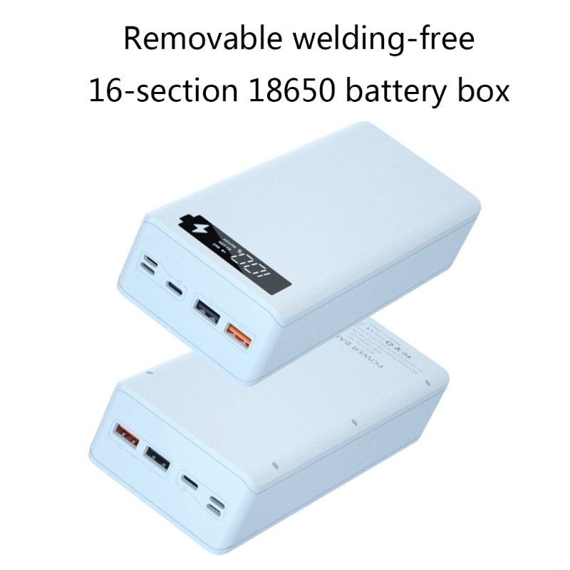 Scatola di ricarica Wireless 5W/10W senza batteria Display LCD QC3.0 PD staccabile custodia per batteria fai da te 16x18650 Shell Power Bank