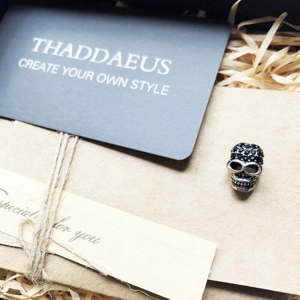 Kralen schedel, zilveren zirkonia kralen past armband europese ketting karma bedels europese sieraden accessoires