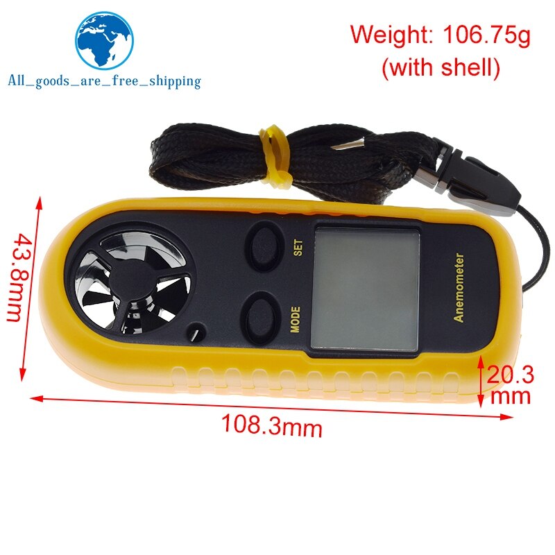 Digital Anemometer 0-30m/s Wind Speed Meter -10 ~ 45C Temperature Tester Anemometro With LCD Backlight Display