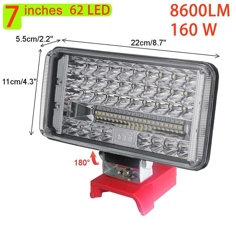 Wireless LED Work Light For Milwaukee M18 18V Battery With USB Low Voltage Protection 110 Degree Swivel Head For Outdoor Camping: C 1