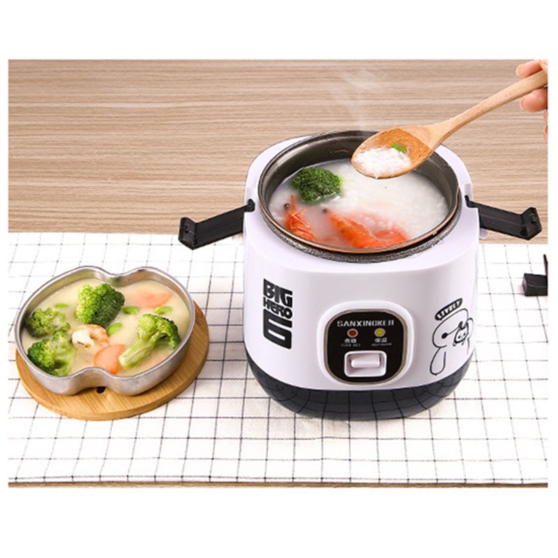1.2l / 1.8l mini elektrisk ris komfur 2 lag opvarmning mad damper multifunktion mini måltid madlavning pot 1-2 personer madkasse