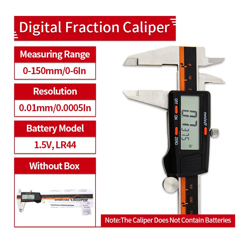 Digital Calipers Metal case 6-Inch 150mm Stainless Steel Electronic Digital Vernier Caliper Metal Micrometer Measuring: Fraction Caliper