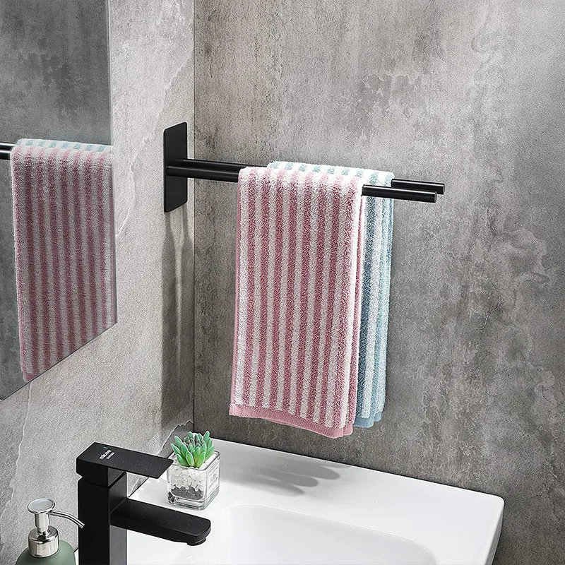 Bad Handtuchhalter Edelstahl Halter Wand Schwarz Doppel Handtuchhalter Hand Bar Handtuchhalter Leiter Halter Badezimmer Zubehör