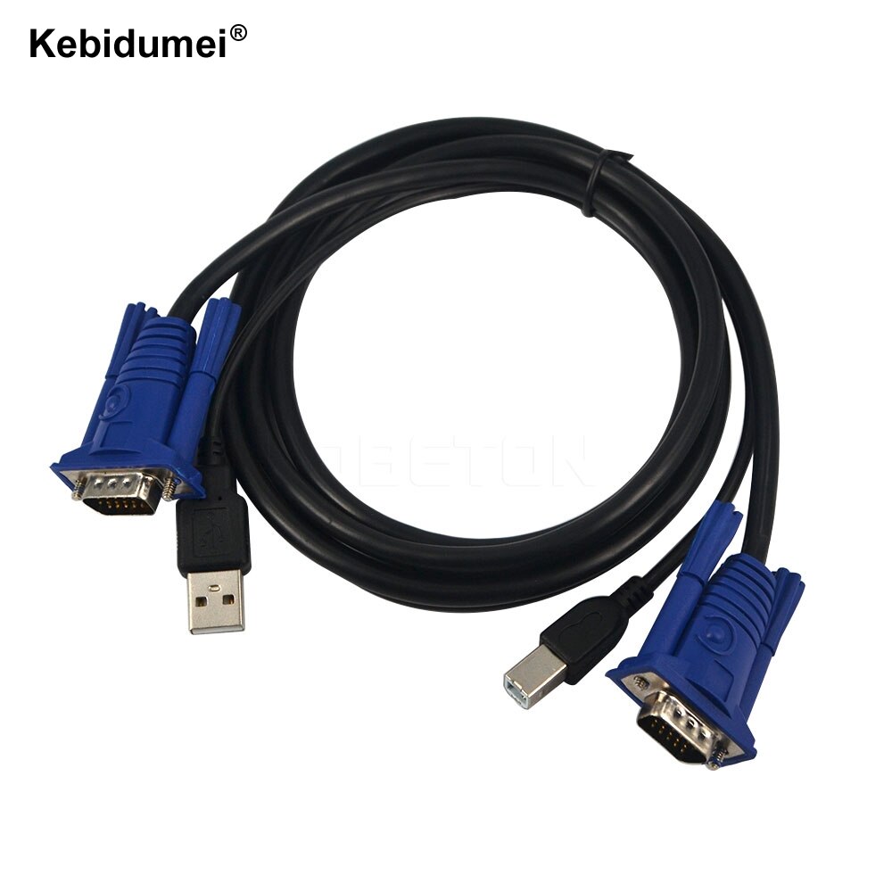 1,5 m USB 2,0 Typ A auf B KVM VGA Schalter USB Kabel 4Pin + Standard VGA SVGA 15pin PC laptop Drucker Monitor Konverter Adapter