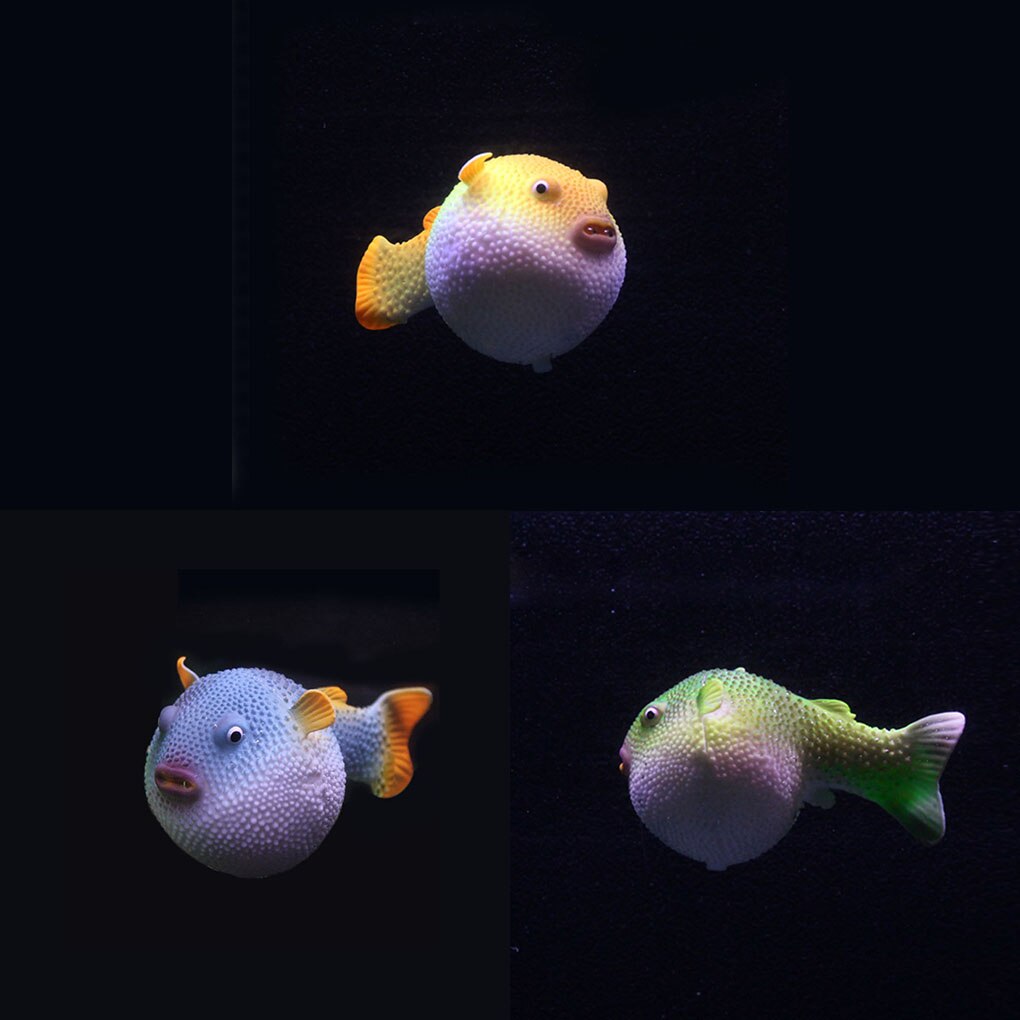 Landscaping Small Aquarium Puffer Fluorescent Simulation Puffer Fish Tank Decoration