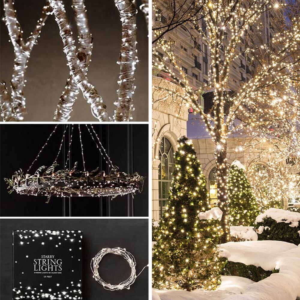ROPIO 2M/5M LED Copper String Lights AA Battery Operated LED String Fairy Lights Christmas Wedding Party Decoration