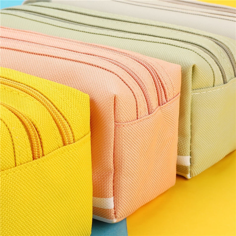 Trousse à crayons colorée de grande capacité, sac en tissu coréen, boîte à stylos, étui à poche pour fournitures de papeterie scolaires et de bureau