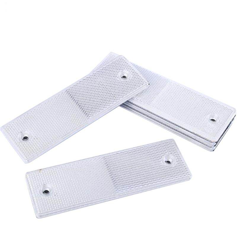 2 Pcs Rood/Wit/Oranje Vrachtwagen Motorfiets Lijm Rechthoek Plastic Reflector Reflecterende Waarschuwing Plaat Stickers Veiligheid Teken: white with hole