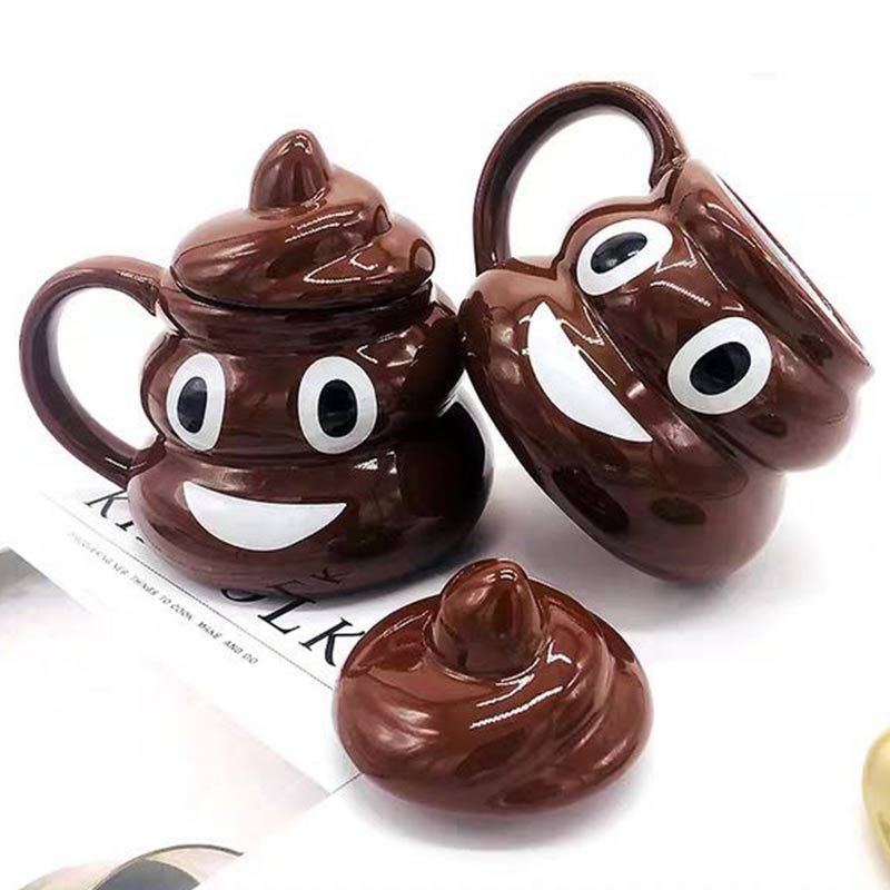 Cute Poop Mug Funny Ceramic Poop Water Cup with Lid Spoof Poop Coffee Cups Personality Wonderful Poop Cup Birthday