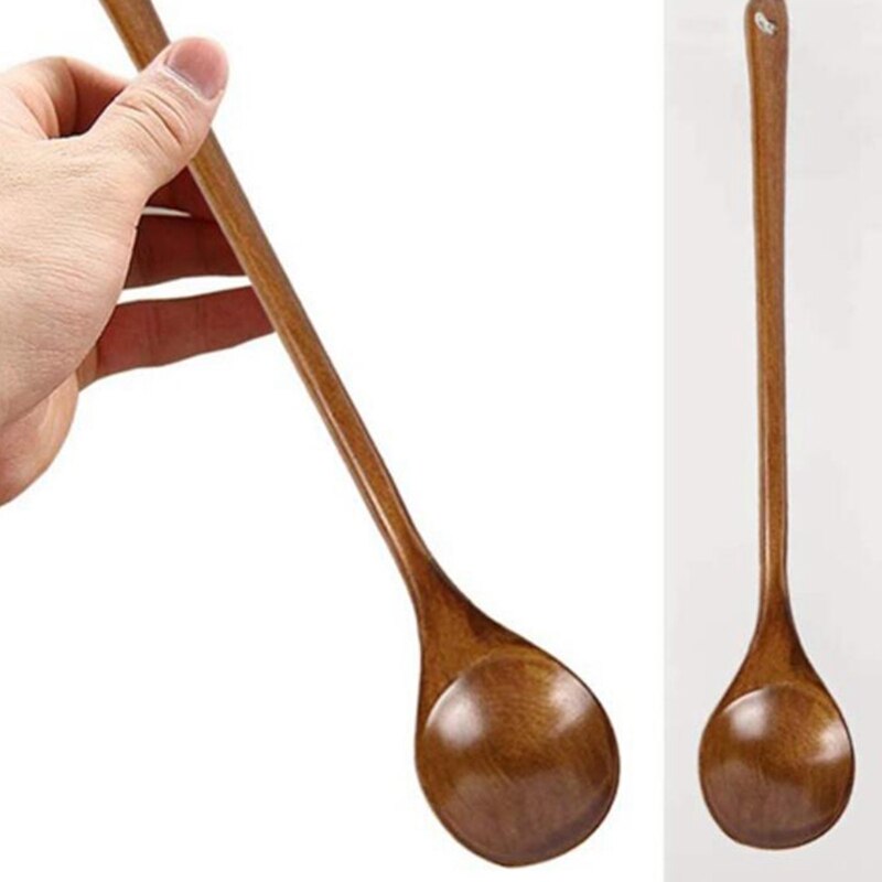3 Pcs Wooden Mixing Spoons Kitchen Soup Serving Spoons Long Handle Cooking Spoons for Kitchen Stirring Serving Cooking