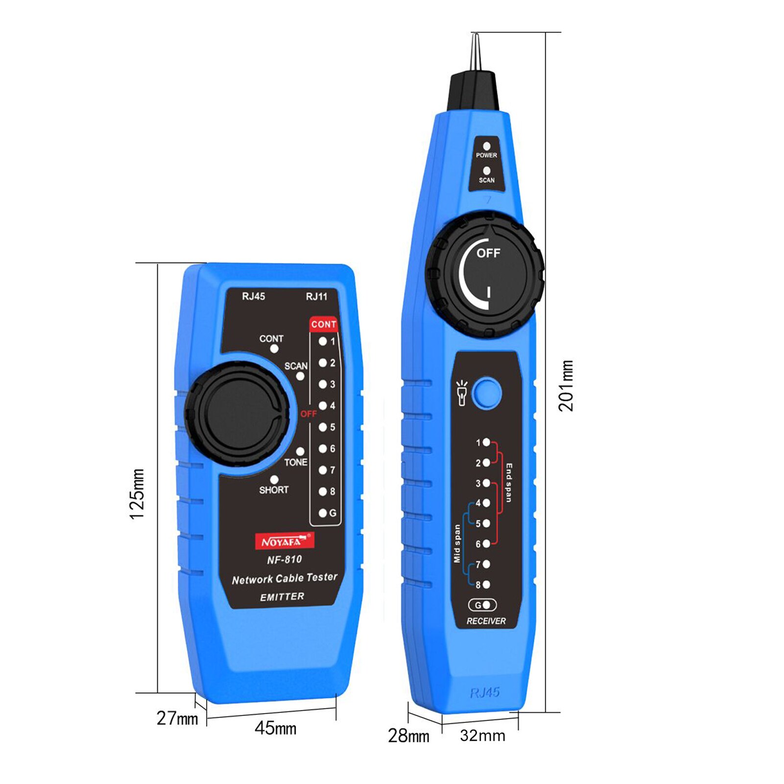 NOYAFA NF-810 Network Cable Tester Kit for RJ11 RJ45 CAT5 CAT6 LAN Cable Multi Function Wire Tracker Wiremap
