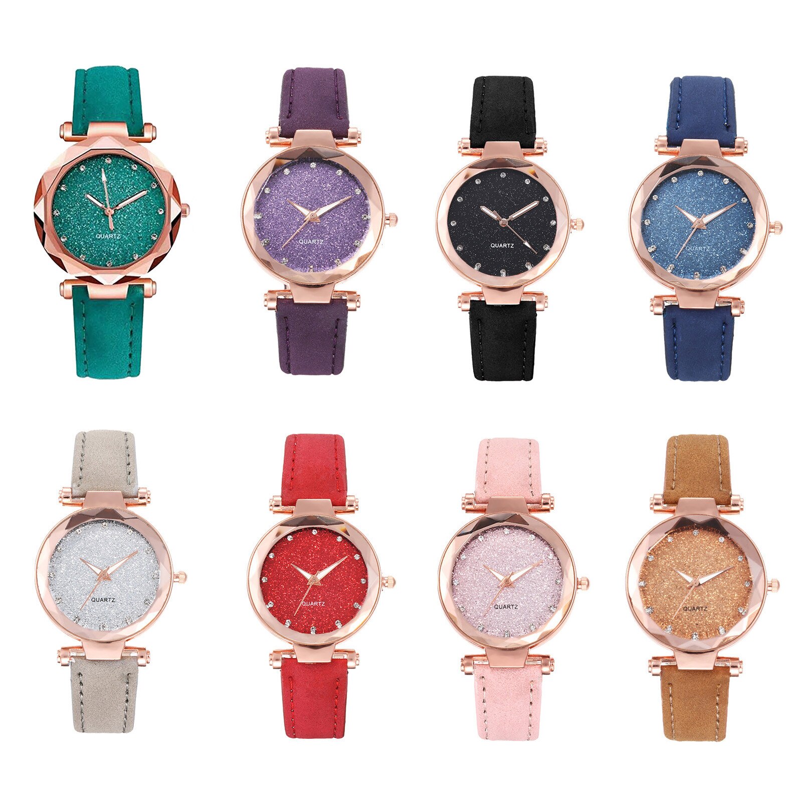 Quartz Horloges Modieuze Star Sky Prachtige Diamanten Retro Lederen Band Quartz Dames Horloge Relogio Feminino Montre Femme