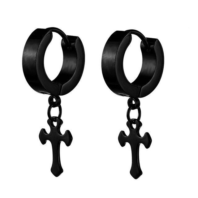 Pendientes geométricos de titanio para hombre y mujer, aretes de acero inoxidable, estilo Punk, Goth Ear Cuffs, Clip-on, joyería: Style 13