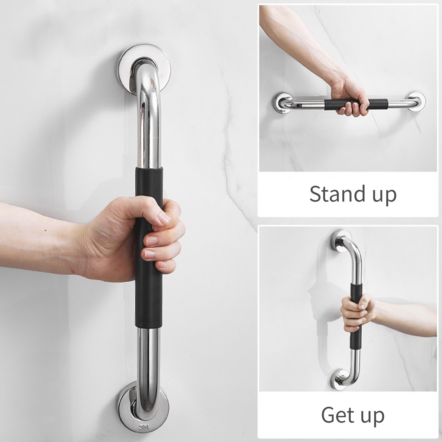Bathroom Grab Bar Toilet Shower Bathtub Handicap Support Balance Grab Bar Stainless Steel Non-slip Rubber Safety Rail