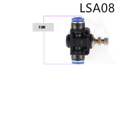 Lsa 1pc rørledningsregulerende strupeventil pa  sa 4/6/8/10/12mm sylinder luftrørkilde pneumatisk trykk inn fittings: Lsa 08