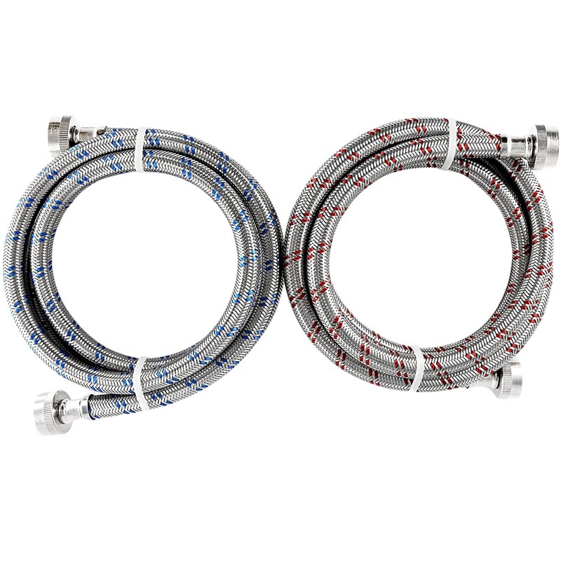 2 Pcs Stainless Steel Washing Machine Hoses Burst Proof and Cold Water Supply Hoses for Washing Machines