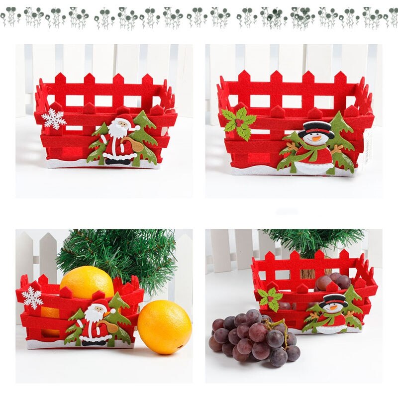 2Pcs Christmas Candy Fruits Storage Basket Container Box Home Decor Christmas Candy Storage Basket