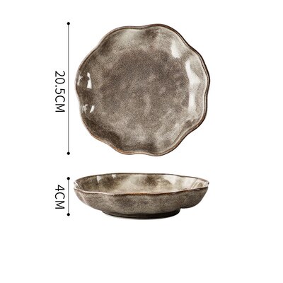 Kinglang Japanse Stijl Retro Rijstkom Keramische Diner Plaat Enkele Servies Salade Voedsel Schotel Grote Ramen Soepkom: Deep Plate