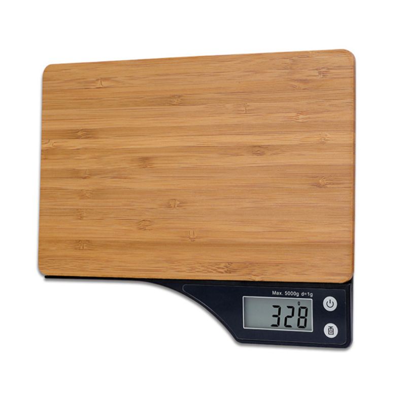 Kitchen Scale 5kg Blue Backlight Electronic Scale Jewelry Food Balance Weight Pocket Scale Portable Bamboo Panel Digital