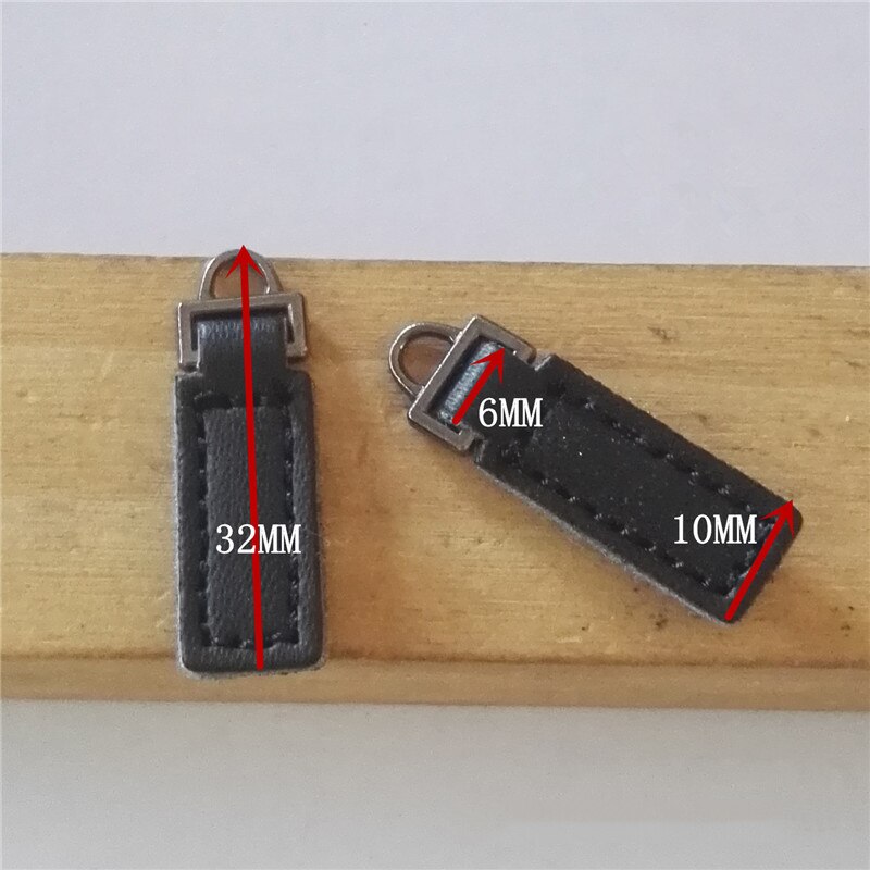 10Pcs Meetee 29-40mm Faux Leather Zipper Slider Pulls DIY Handmade Clothing Bag Hand Pendant Luggage Zip Puller Decor Accessory: BlackS