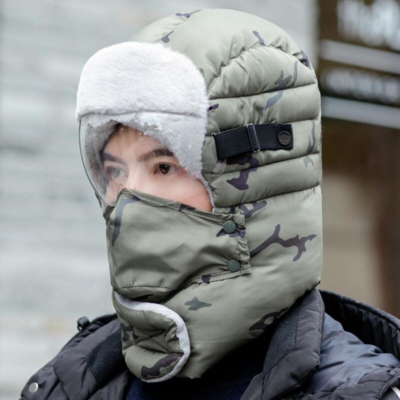 Vrouwen bomber hoed piloten trooper pet heren imitatie kasjmier hoed russische oesjanka oorkleppen petten winter sneeuw ski mutsen: Legergroen / Veiligheidsbril