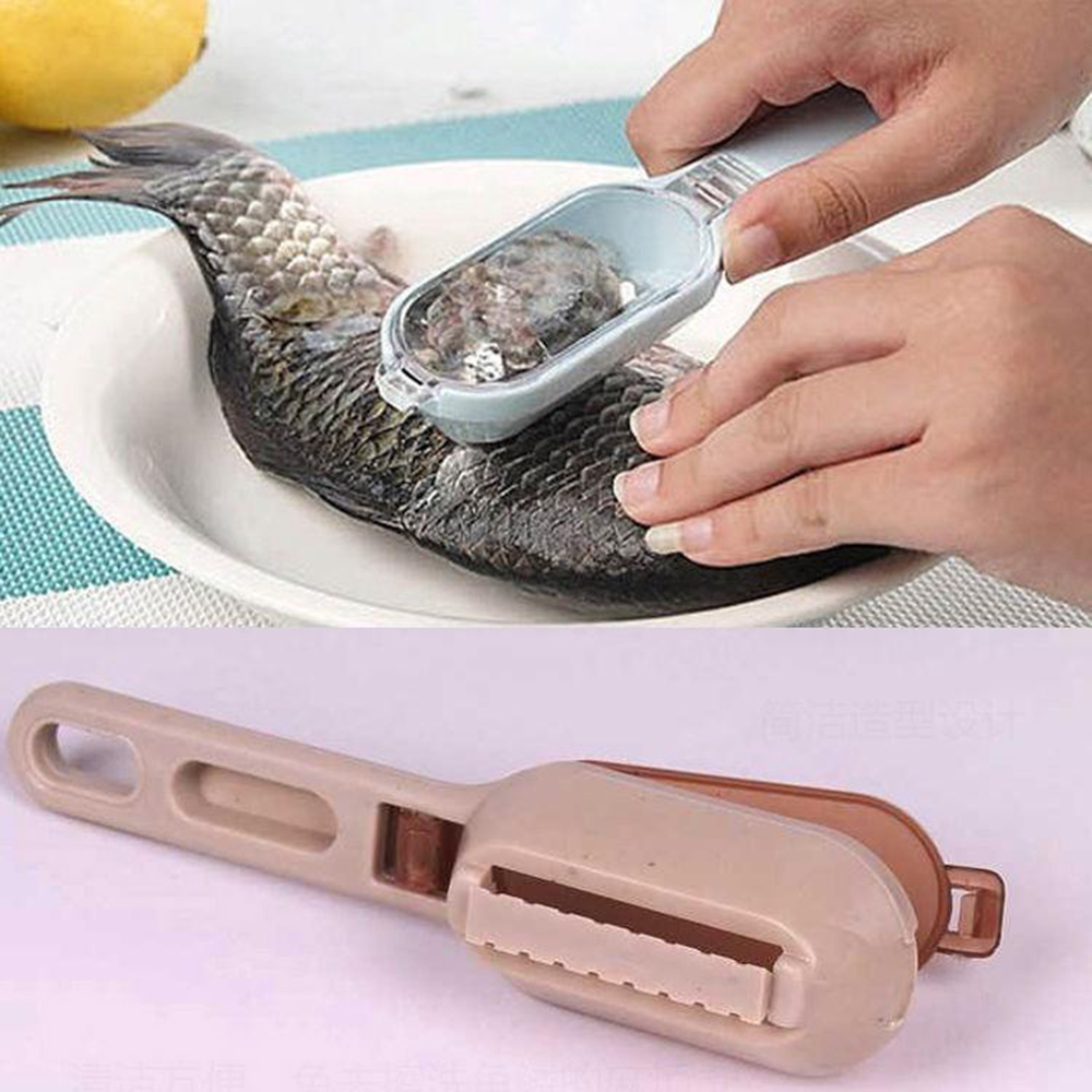 Efficient Fish Scale Peeler Quick Cleaning Fish Skin Steel Plastic Scraper Kitchen Fish Scale Remover