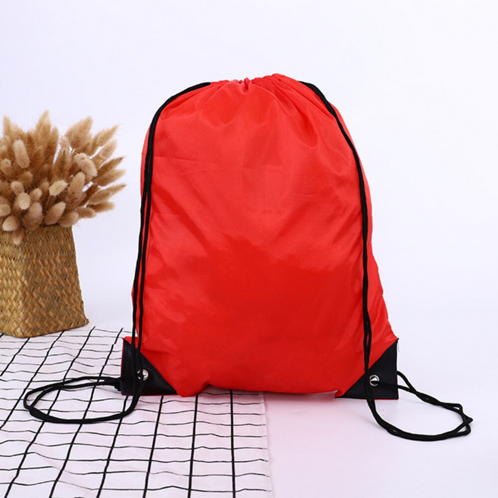 35X40Cm Schouders Trekkoord Bundel Zakken Eco Herbruikbare Canvas Boodschappentassen Vrouwen Studenten Rugzak Tas Katoen Tote Pouch tas: Red