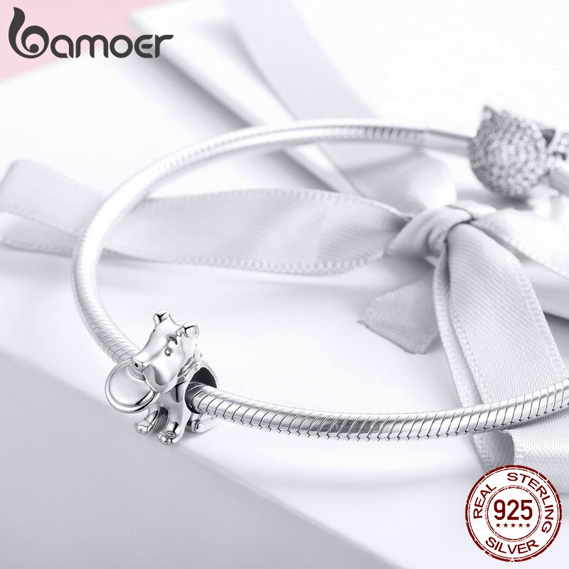 BAMOER Vendita Calda 925 sterlina d'argento Gioco Piatto con cagnolino Animale Fascino Dei Branelli misura il Braccialetto di Fascino Gioielli FAI DA TE Accessori SCC951