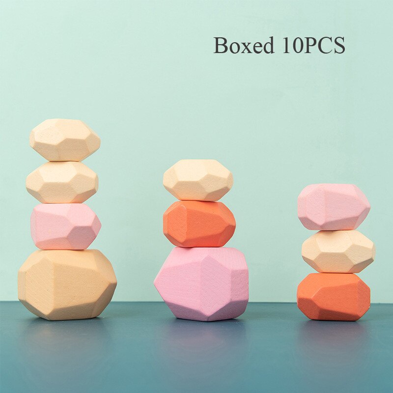 Pietre di legno Montessori Giocattolo Creativo Nordic Stile Impilabile Arcobaleno Gioco Jenga Set Bilanciamento Blocchi di Costruzione di Legno del Regalo Del Giocattolo: YG10029-5