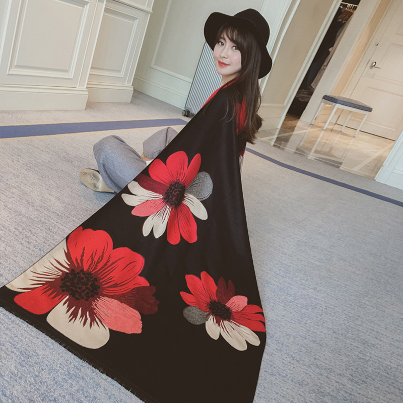 Mingjiebihuo nowe kaszmirowe ponczo szal z rękawami kobiety jesienią i zimą gruby ciepły dwustronny solidny frędzel płaszcz dziewczyny