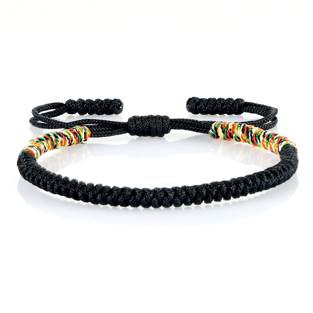 Gevlochten Touw Armband Handgemaakte Tibetaanse Boeddhistische Multicolor Knopen Armbanden Vrouwen Mannen Beste Vriend Mode-sieraden: black