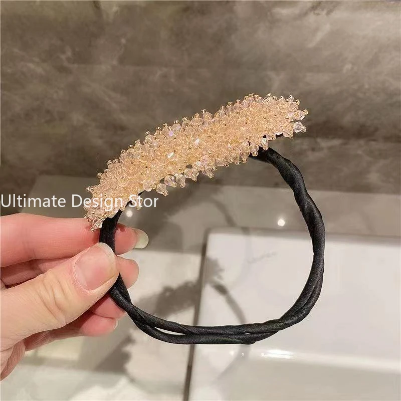 Diademas elegantes para hacer moños mágicos de cristal, horquillas con forma de Donut, bandas para el cabello a la para chicas y mujeres, diadema de peinado Diy, accesorios de herramientas: Gris