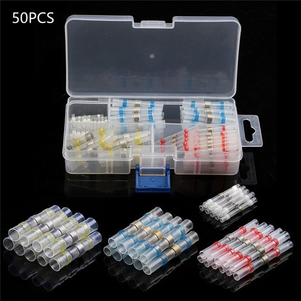 50PCS waterproof solder ring heat shrinkable takeover Solder Seal Sleeve Heat Shrink Butt Wire Connectors Terminal Kit