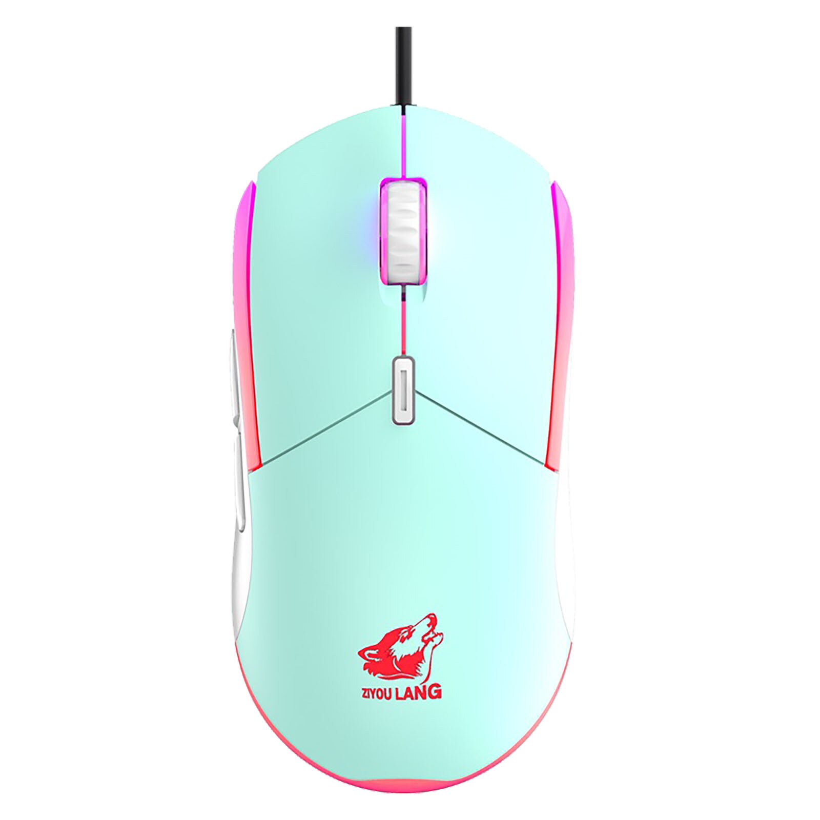 Gaming-maus mit 7 v 7 , 6 tastenbeleuchtung, optischer led-beleuchtung, 2400 dpi-einstellung, usb-anschluss für laptops und pcs