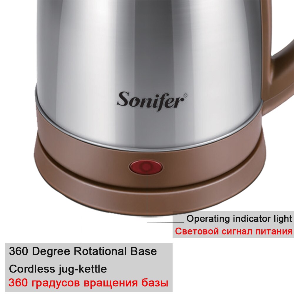 Sonifer – bouilloire électrique en acier inoxydable 304, théière à chauffage rapide, 1500W, 1,8 l