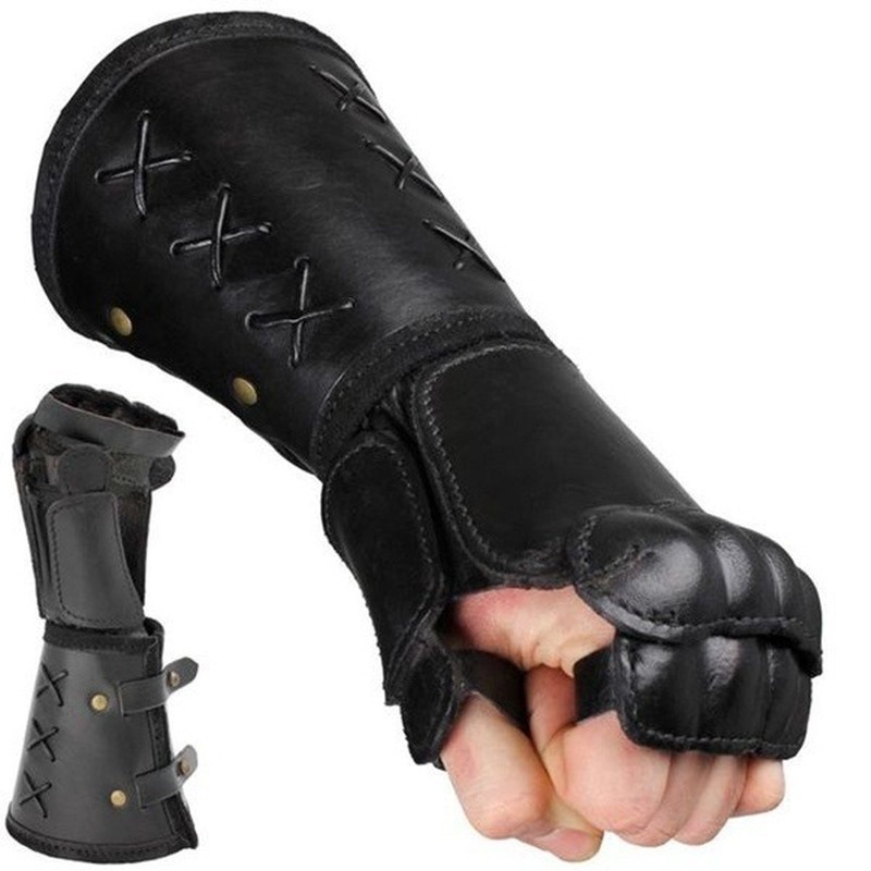Cosplay Accessories Medieval Vintage Gladiator Leather Armor Gothic Reverse ClamshellGothic Strap Buckle Leather Gloves