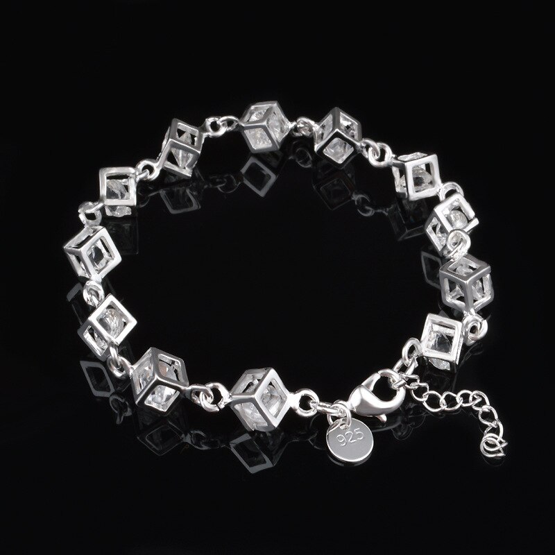 Mode-sieraden 925 Sterling Zilveren Armband Zirconia Armband Kleur Vrouw Sieraden: WHITE